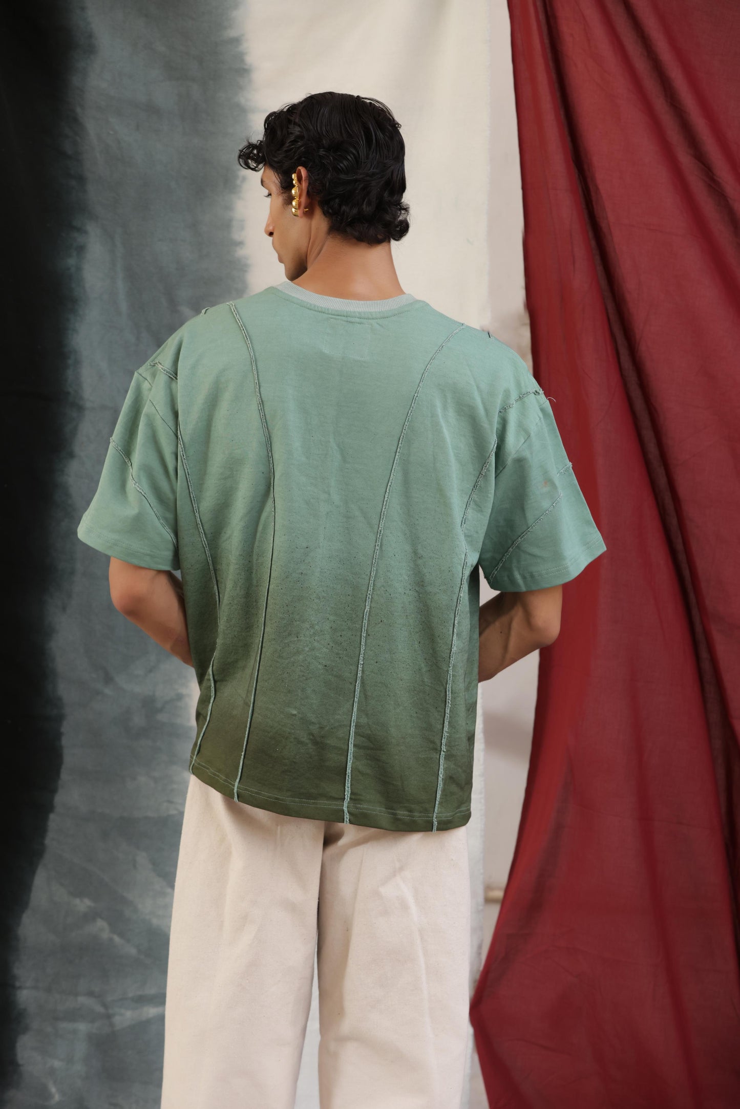 DUSTY GREEN STRIPED - Tshirt