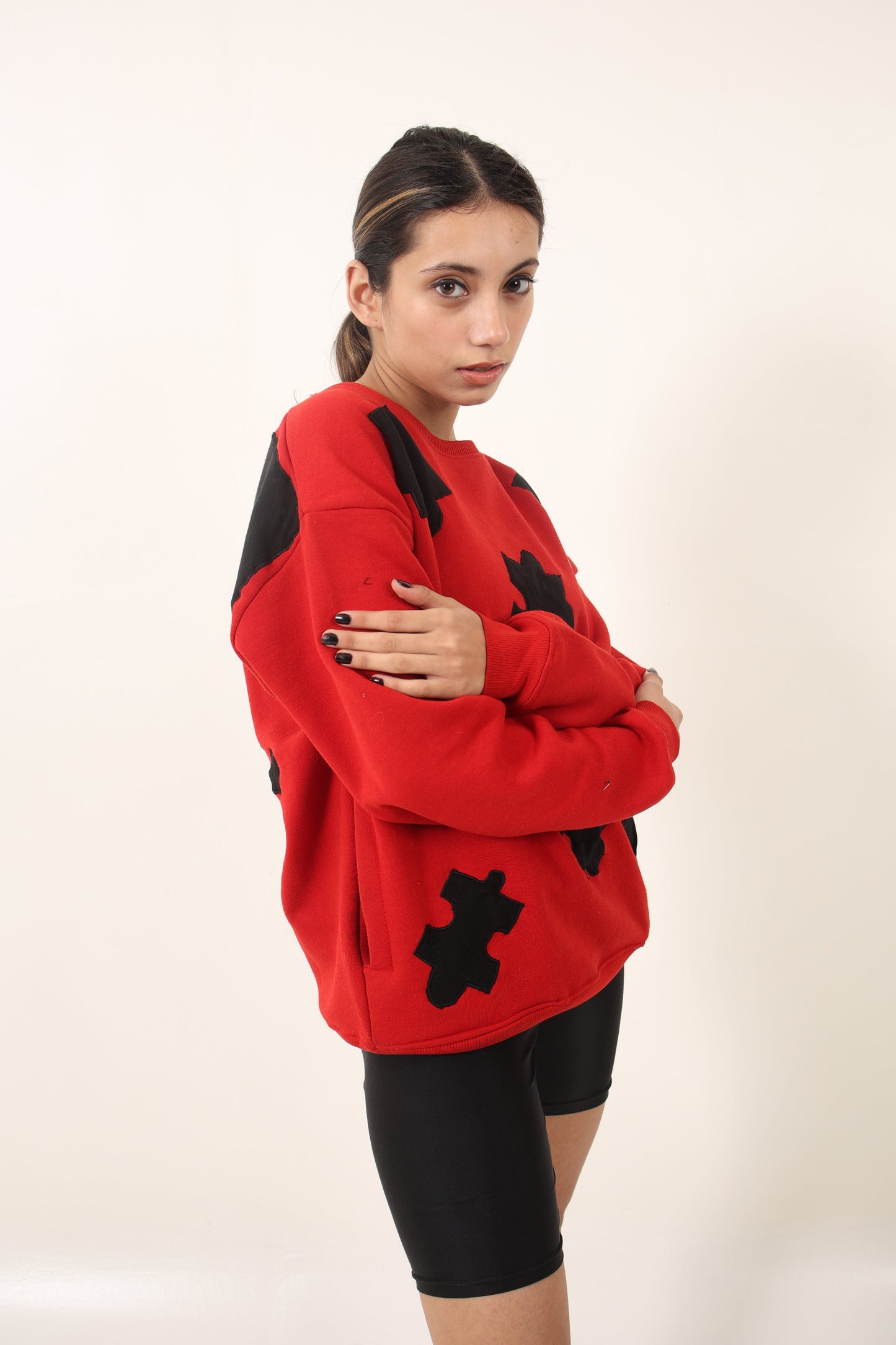 heavyweight oversized custom red hoodie representing sustainable fashion