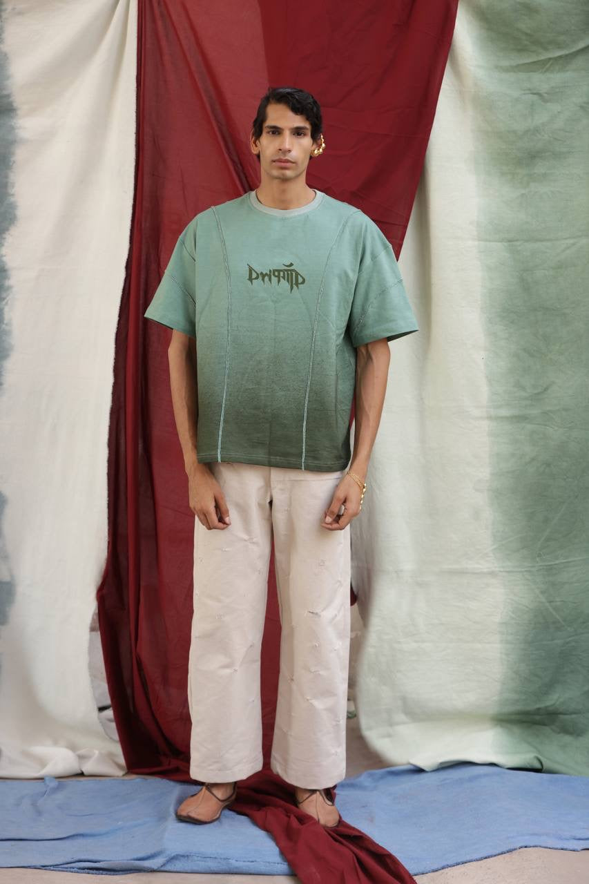 DUSTY GREEN STRIPED - Tshirt