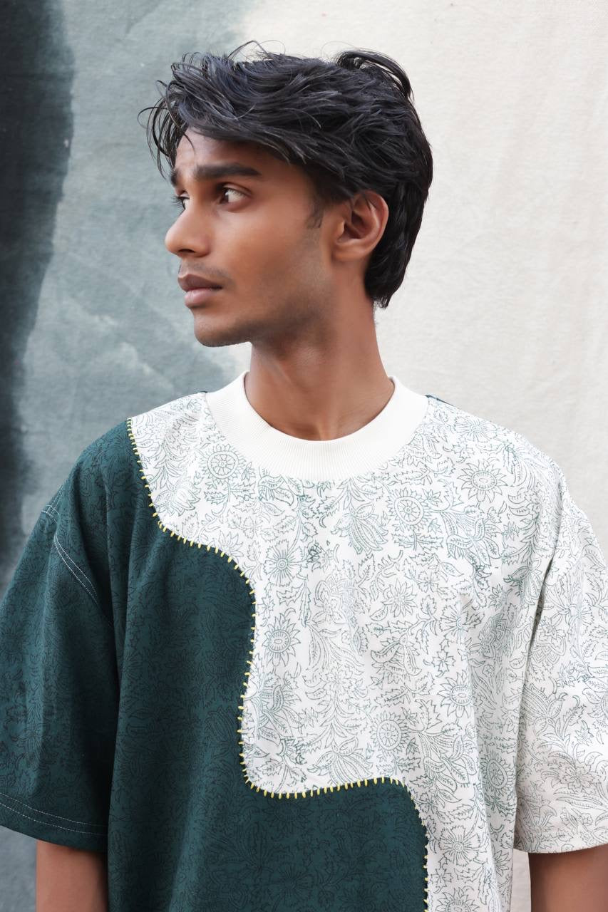 GREEN-WHITE FUSION - Tshirt