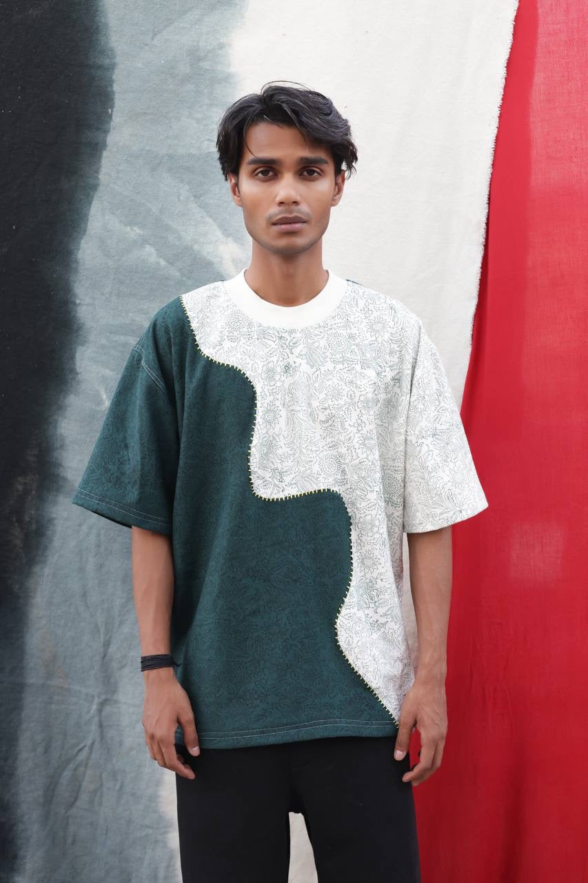 GREEN-WHITE FUSION - Tshirt