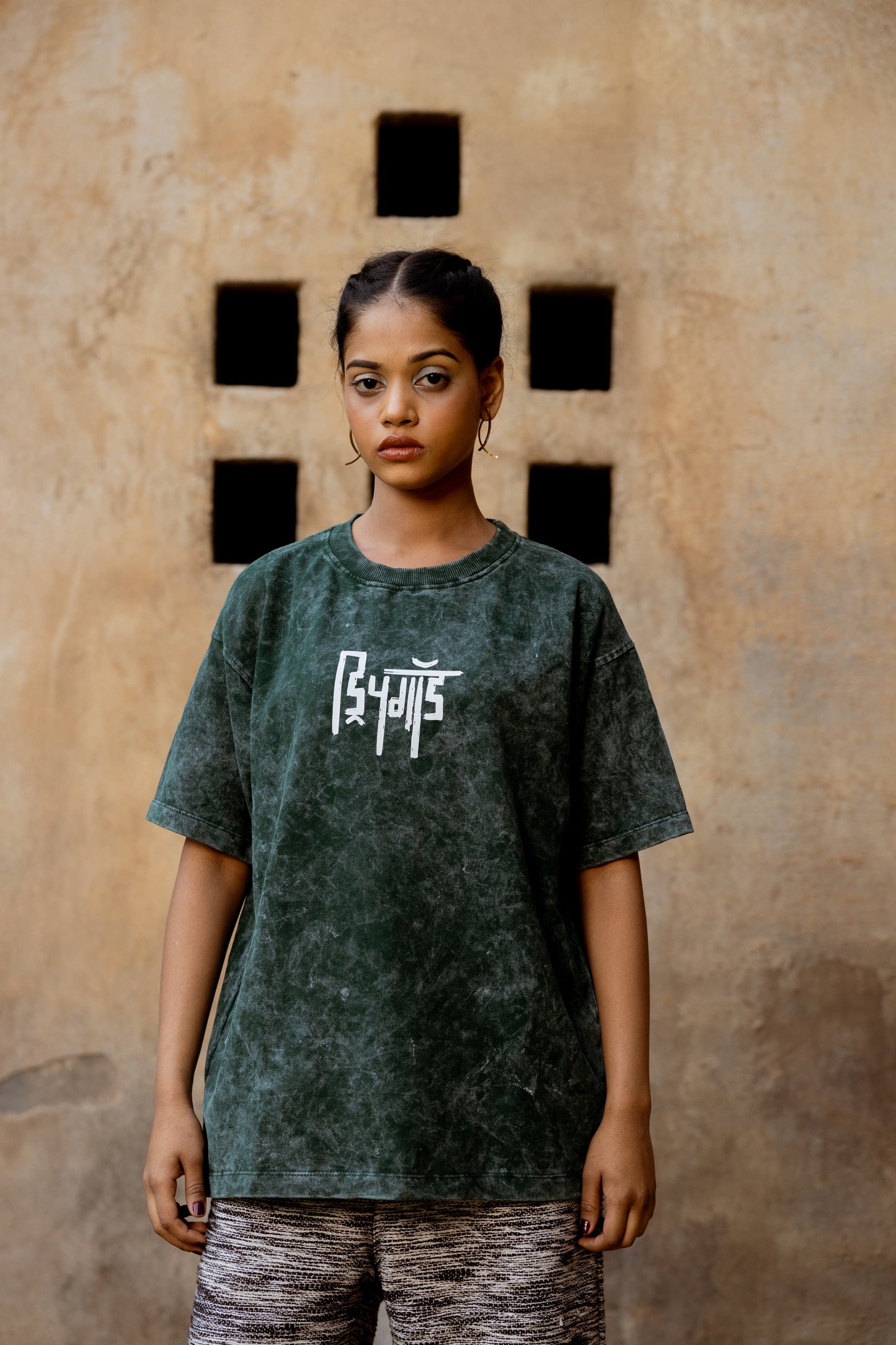 BOTTLE GREEN ACID WASH - Tshirt