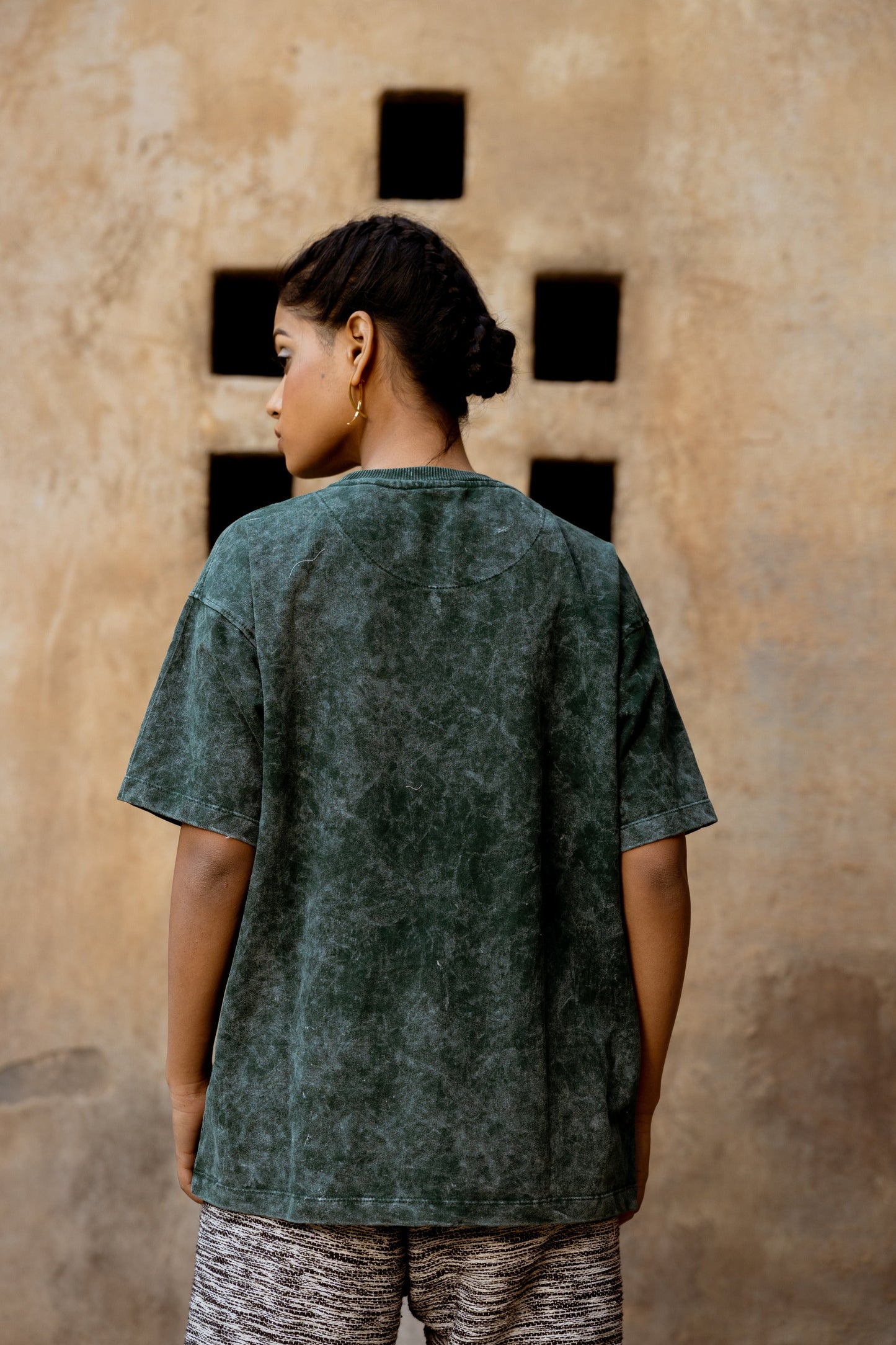 BOTTLE GREEN ACID WASH - Tshirt