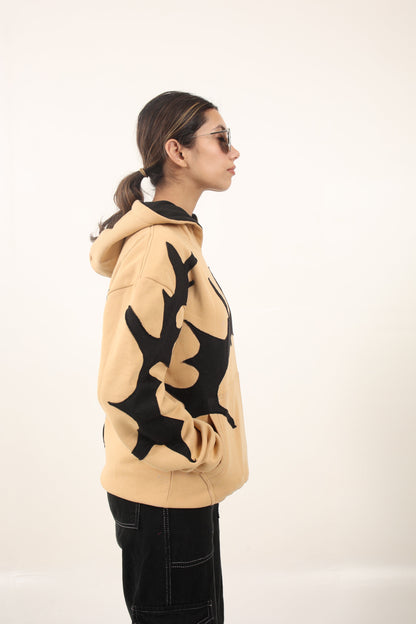 heavyweight oversized custom beige hoodie representing sustainable fashion