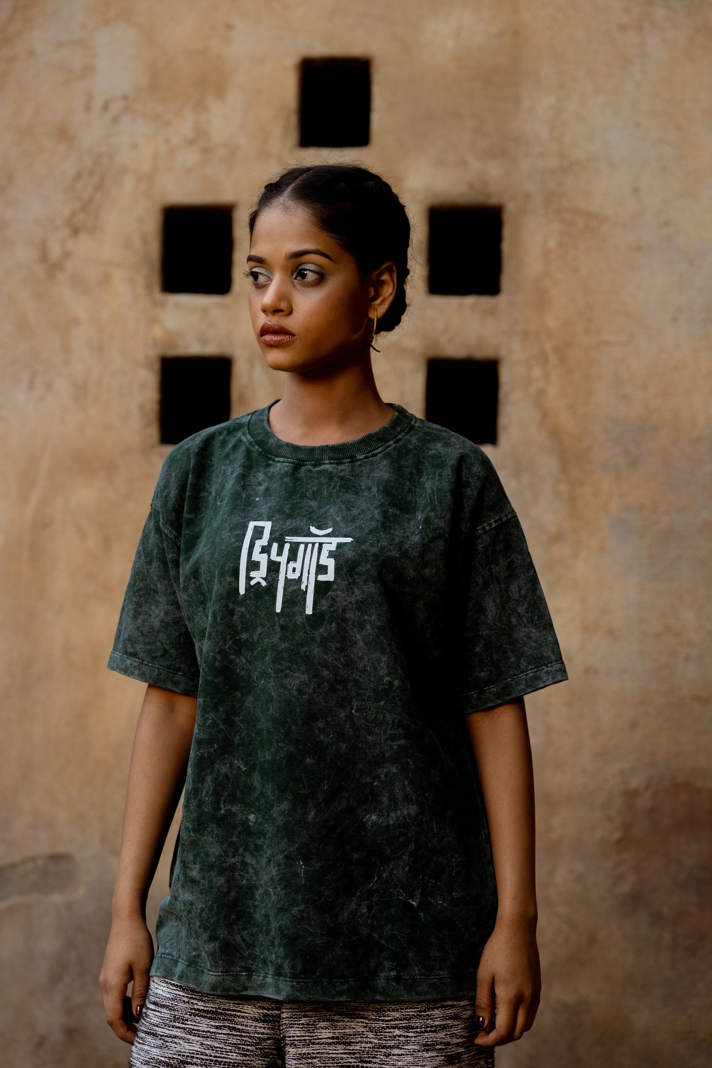 BOTTLE GREEN ACID WASH - Tshirt