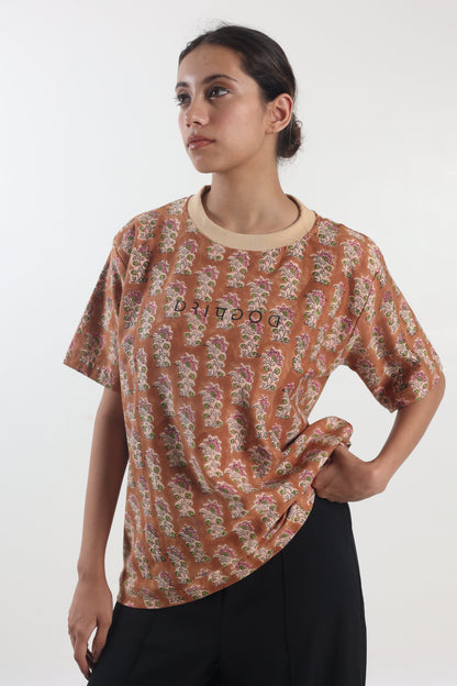 KHAKI BLOCK PRINTED - Tshirt