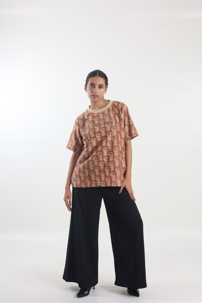 KHAKI BLOCK PRINTED - Tshirt